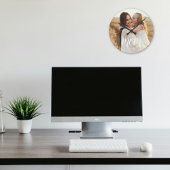 Mom Established Modern White Script Photo ラウンド壁時計