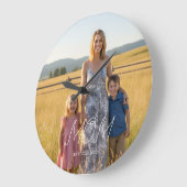 Mom Established Modern White Script Photo ラージ壁時計 (傾斜)