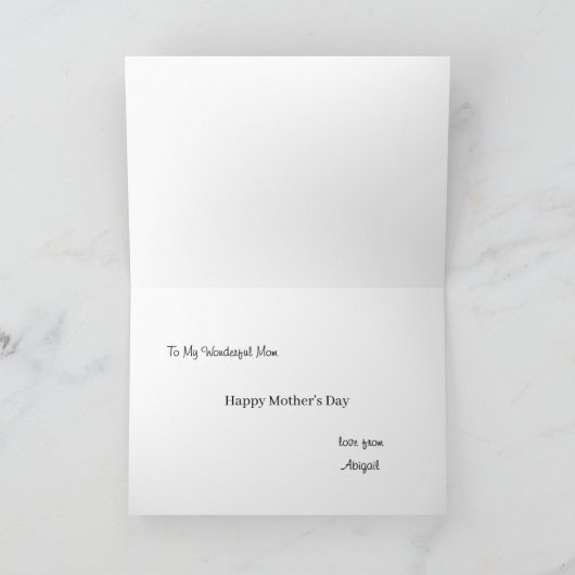 Mom Established Mother's Day Modern Script  カード (内部)