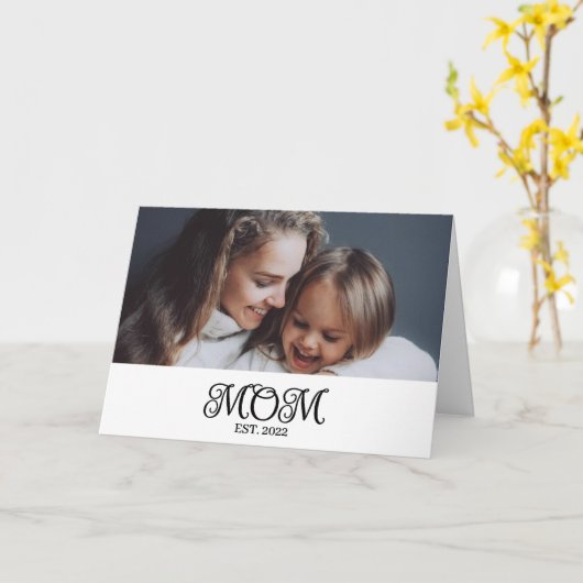 Mom Established Mother's Day Modern Script  カード (黄色い花)