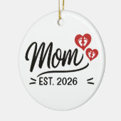 Mom Established Mothers Day Name Year Script Heart セラミックオーナメント (左)