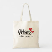 Mom Established Mothers Day Name Year Script Heart トートバッグ (裏面)