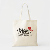 Mom Established Mothers Day Name Year Script Heart トートバッグ (正面)