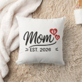 Mom Established Mothers Day Year Script Heart クッション (ブランケット)