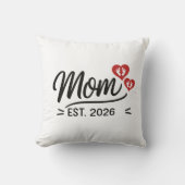 Mom Established Mothers Day Year Script Heart クッション (正面)