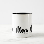 Mom Established New Mom Gift ツートーンマグカップ (中央)