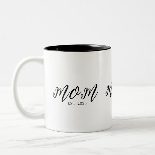 Mom Established New Mom Gift ツートーンマグカップ (左)