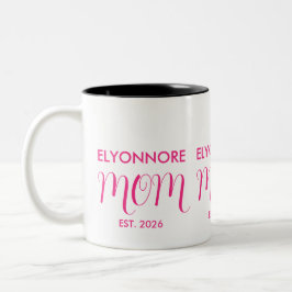 Mom Established New Mom Gift Pink Custom Name ツートーンマグカップ