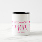Mom Established New Mom Gift Pink Custom Name ツートーンマグカップ (中央)