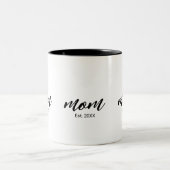 Mom Established New Mom Script Gift ツートーンマグカップ (中央)