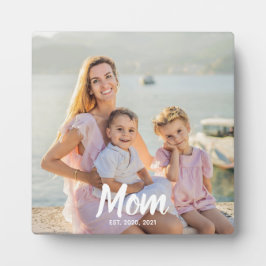 Mom Established Personalized Script Photo Keepsake フォトプラーク