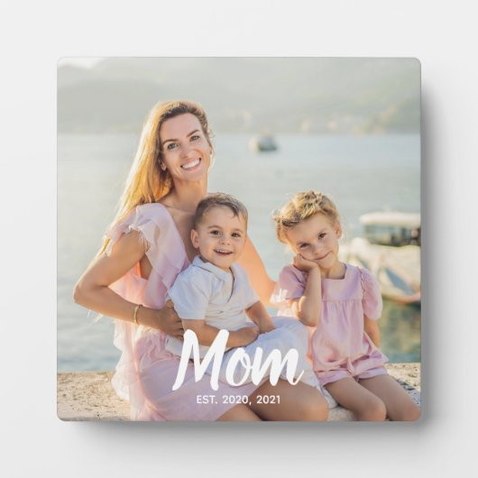 Mom Established Personalized Script Photo Keepsake フォトプラーク (正面)