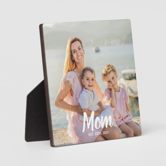 Mom Established Personalized Script Photo Keepsake フォトプラーク (正面)