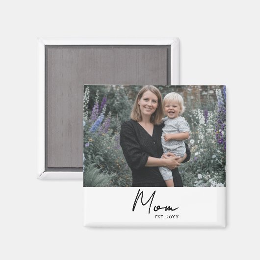 Mom Established Photo Gift マグネット (正面/裏面)