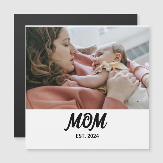 Mom Established Photo Gift Magnet (正面/裏面)