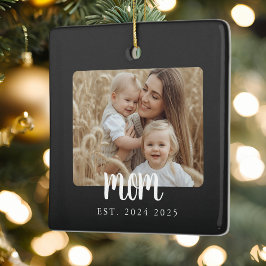 Mom Established Photo Gift Magnet セラミックオーナメント