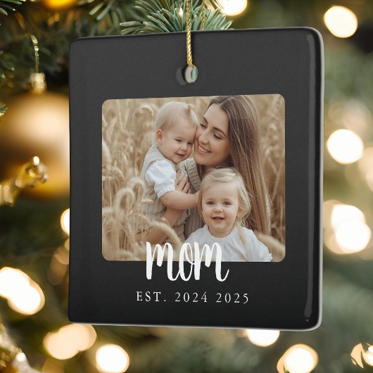 Mom Established Photo Gift Magnet セラミックオーナメント