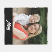 Mom Established Photo Mother's Day フリースブランケット (正面(横))