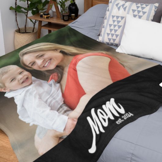 Mom Established Photo Mother's Day フリースブランケット