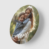 Mom Established Photo Mother's Day ラウンド壁時計 (傾斜)