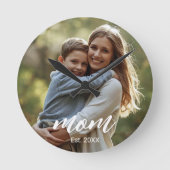 Mom Established Photo Mother's Day ラウンド壁時計 (正面)