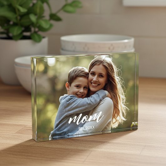 Mom Established Photo Mother's Day Acrylic Block フォトブロック
