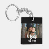Mom Established Photo Mother's Day Black キーホルダー (正面左)