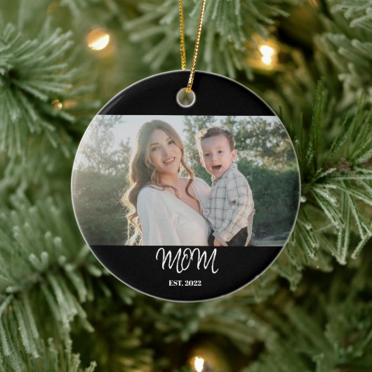 Mom Established, Photo, Script, Ceramic Ornament セラミックオーナメント (ツリー)