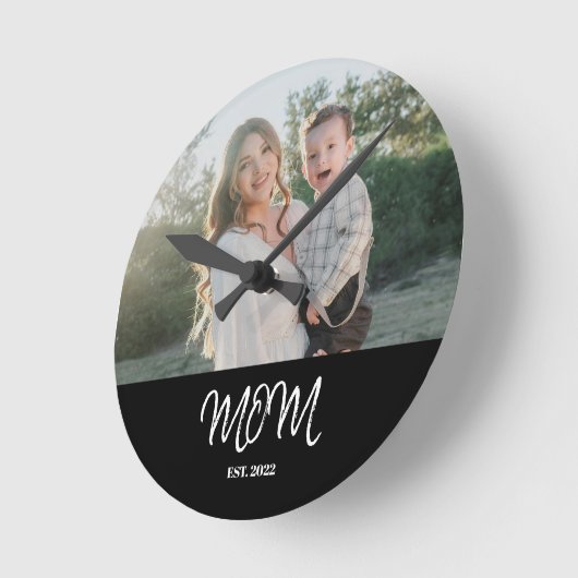Mom Established, Photo, Script, Round Clock ラウンド壁時計 (傾斜)