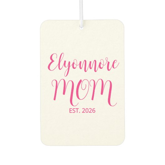 Mom Established Pink Script Name カーエアーフレッシュナー (正面)