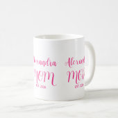 Mom Established Pink Script Name  Two-Tone Coffee コーヒーマグカップ (正面右)