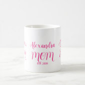 Mom Established Pink Script Name  Two-Tone Coffee コーヒーマグカップ (中央)