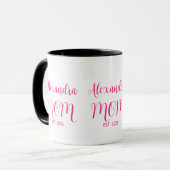 Mom Established Pink Script Name  Two-Tone Coffee マグカップ (正面左)