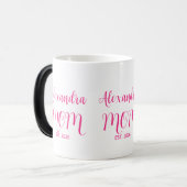 Mom Established Pink Script Name Two-Tone Coffee モーフィングマグカップ (正面左)