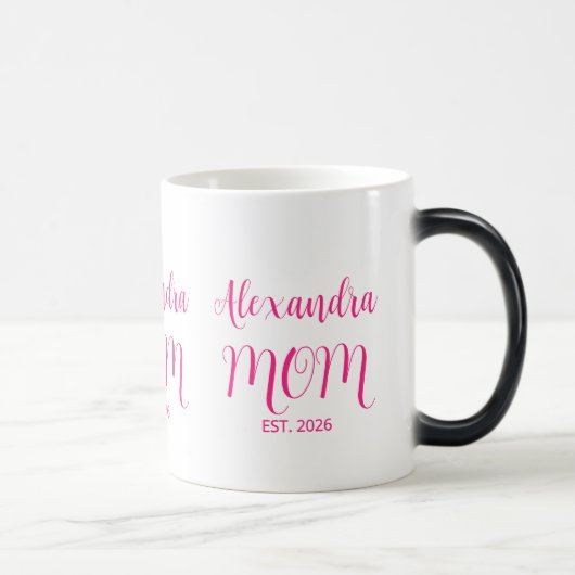 Mom Established Pink Script Name Two-Tone Coffee モーフィングマグカップ (右)