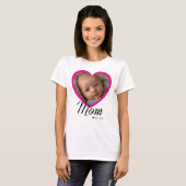 Mom Established Script ピンクハート 写真 ホワイト Tシャツ (正面フル)