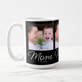 Mom Established Script ブラックフォト コーヒーマグカップ