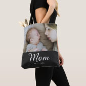 Mom Established Script ブラックフォト トートバッグ (クローズアップ)