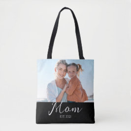 Mom Established Script ブラックフォト トートバッグ