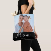 Mom Established Script ブラックフォト トートバッグ (クローズアップ)