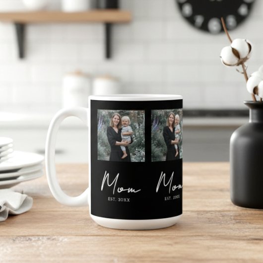 Mom Established Script ブラックリピート 写真 コーヒーマグカップ