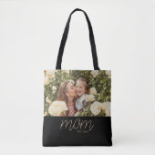 Mom Established Script ブラック フォトトートバッグ トートバッグ (正面)