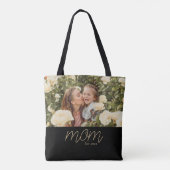 Mom Established Script ブラック フォトトートバッグ トートバッグ (裏面)