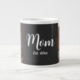 Mom Established Script ブラック フォト 特製マグカップ ジャンボコーヒーマグカップ