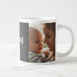 Mom Established Script ブラック フォト 特製マグカップ ジャンボコーヒーマグカップ
