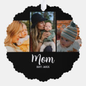 Mom Established Script ブラック 3枚の写真  オーナメントカード (裏面)