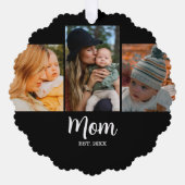 Mom Established Script ブラック 3枚の写真  オーナメントカード (正面)