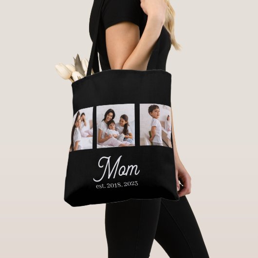 Mom Established Script ブラック 3枚の写真 トートバッグ (クローズアップ)