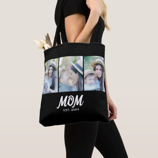 Mom Established Script ブラック 3枚の写真 トートバッグ (クローズアップ)