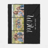 Mom Established Script ブラック 3枚 写真 フリースブランケット (正面)